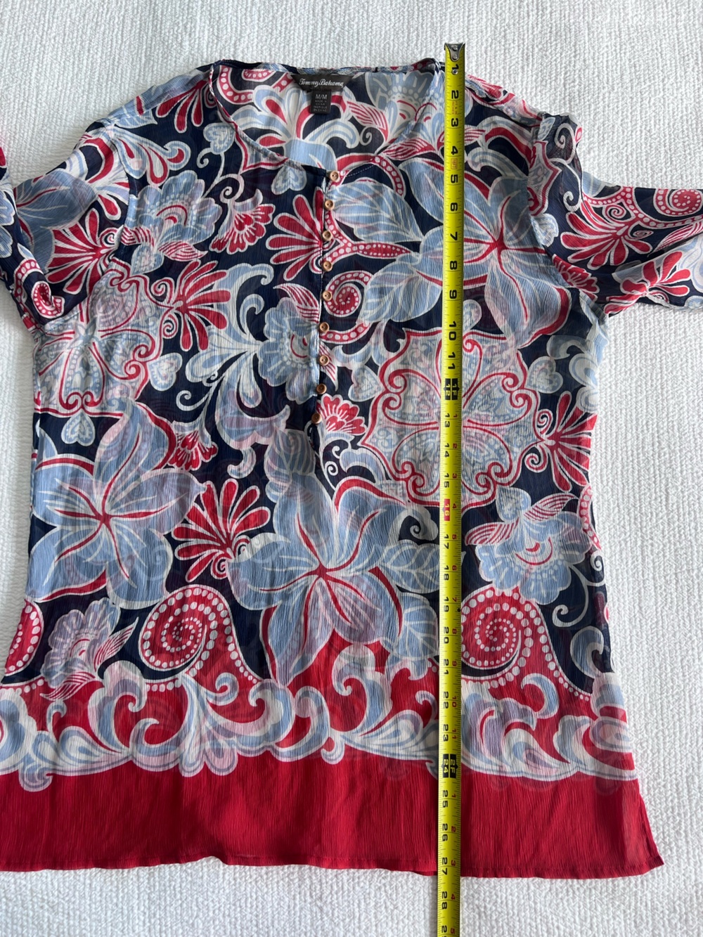 Tommy Bahama Women’s EUC Floral Red Blue White Silk Long Sleeve Blouse Size M - Picture 7 of 15